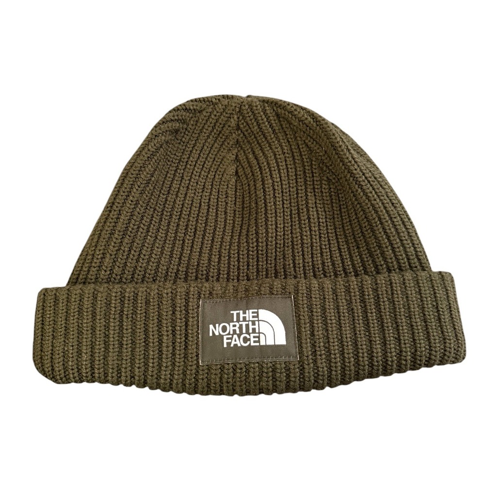 The North Face TNF Logo Box Cuffed Lined Beanie Army Green One Size Unisex